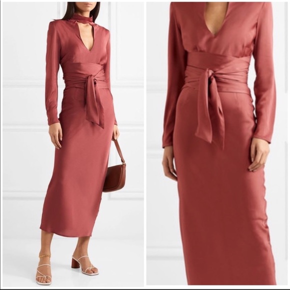 The Line by K Dresses & Skirts - The Line by K “Porter” satin long sleeve cut out midi dress Sz XL